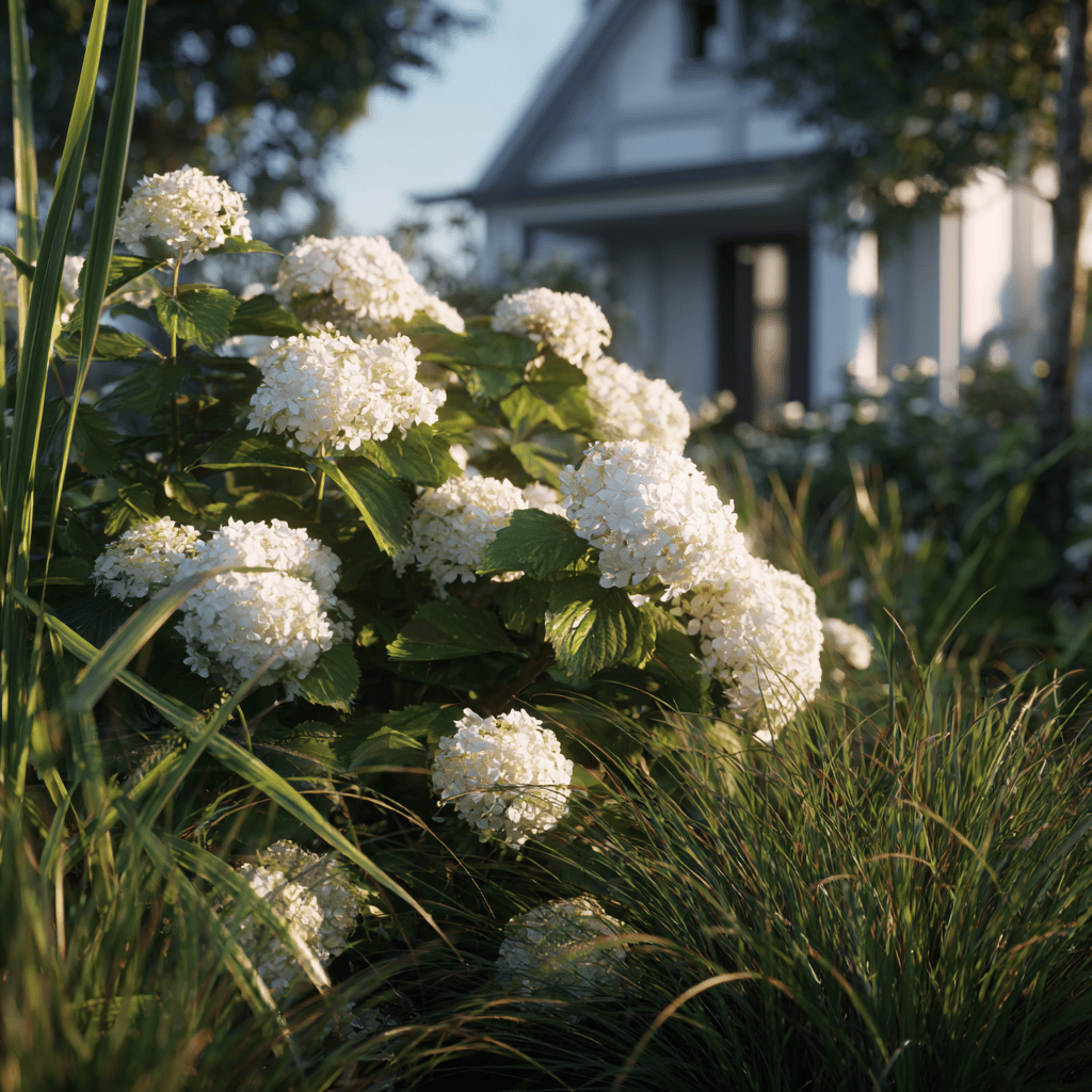 Využití hortenzie stromečkovité (Hydrangea arborescens) v zahradní architektuře – solitéry, skupiny i smíšené výsadby