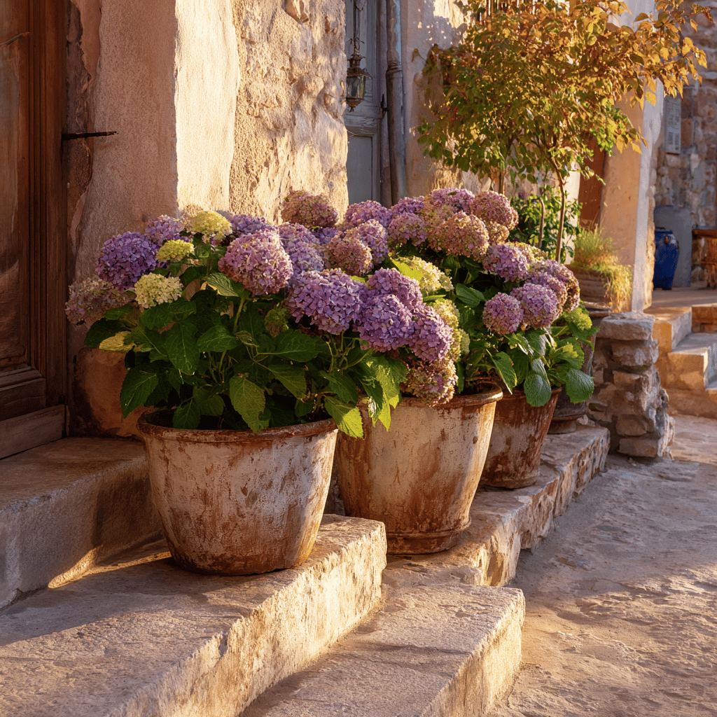 Využití hortenzie velkolisté (Hydrangea macrophylla) v zahradní architektuře – předzahrádky, skupiny i nádoby
