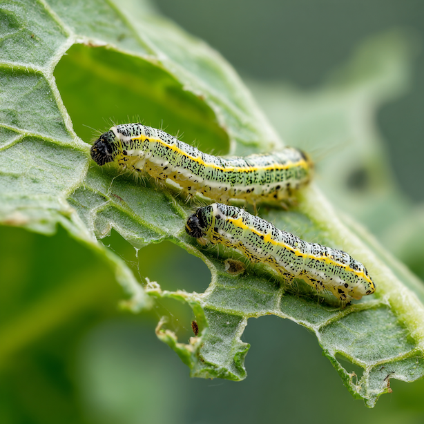 Bělásek zelný (Pieris brassicae) – housenky na zelí a brukvovinách