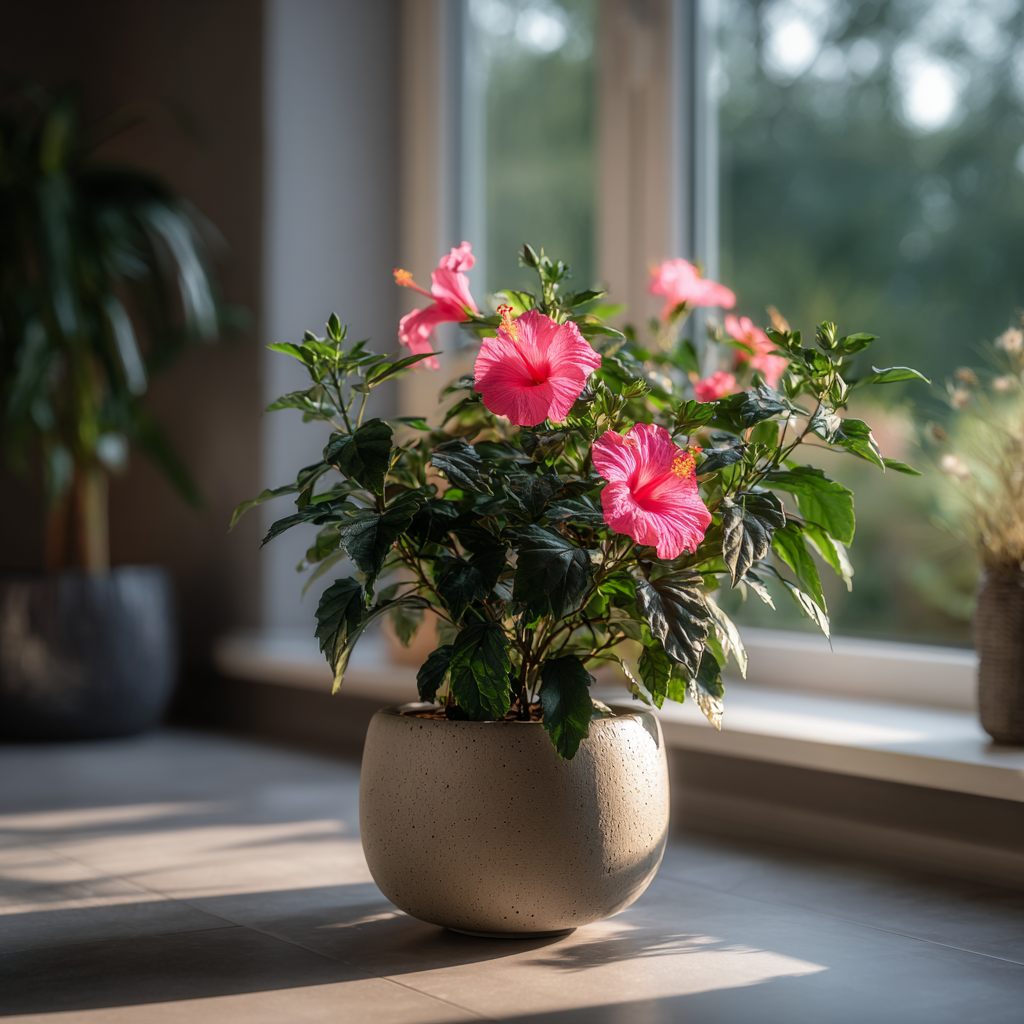 Ibišek čínský (Hibiscus rosa-sinensis) – světlo, teplota a správné umístění v interiéru