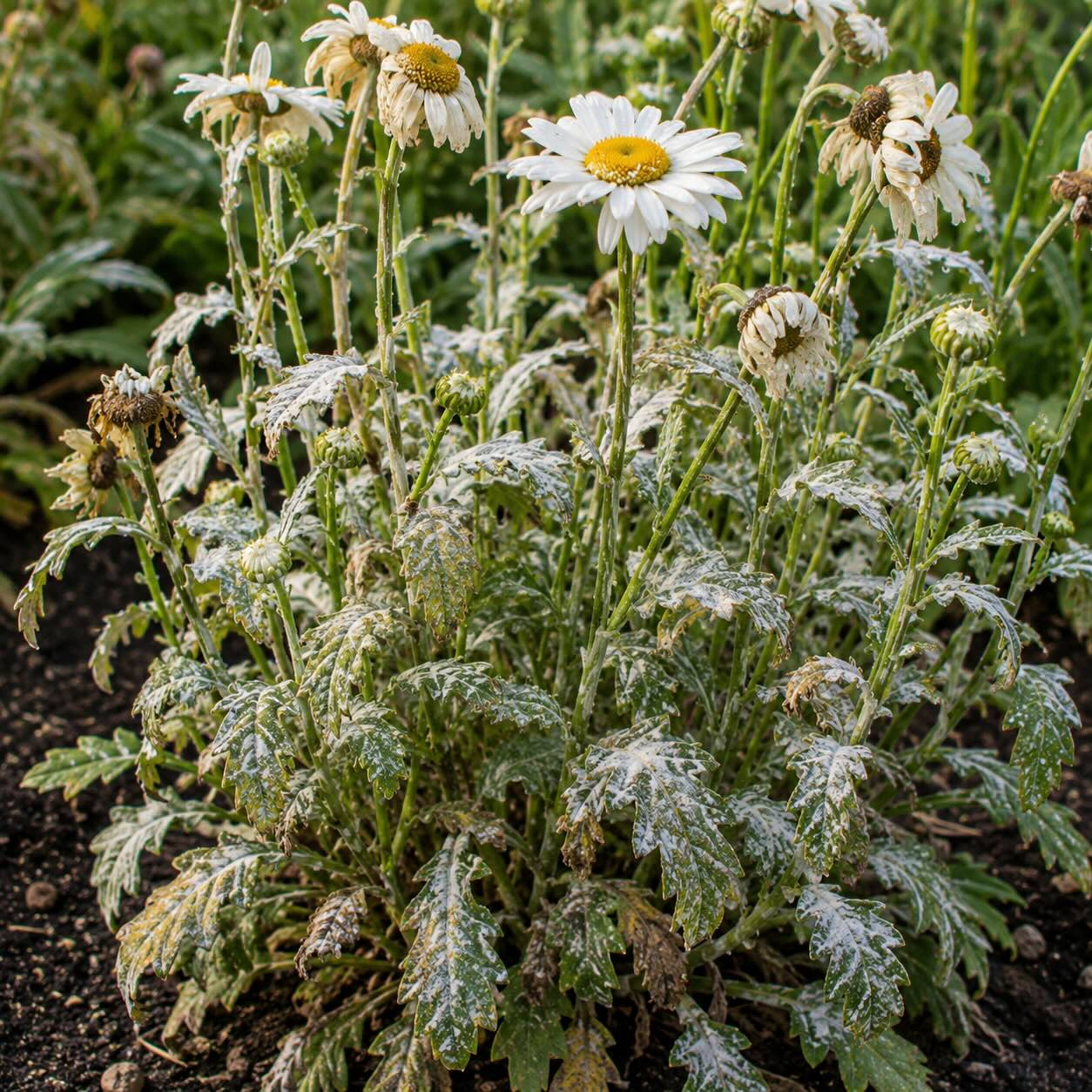 Choroby kopretiny (Leucanthemum) – padlí, polehání a problémy při pěstování