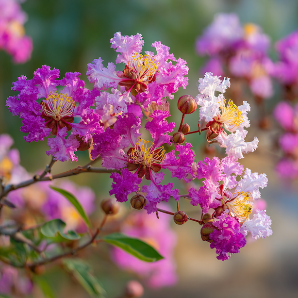 Lagerstroemie indická (Lagerstroemia indica) – kultivary, barvy květů a rozdíly v růstu