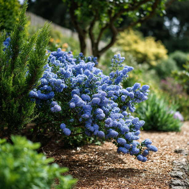 Latnatec (Ceanothus) v zahradní kompozici – kombinace, rytmus a umístění