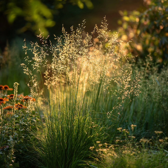 Metlice trsnatá (Deschampsia cespitosa) v zahradní kompozici – kombinace a využití
