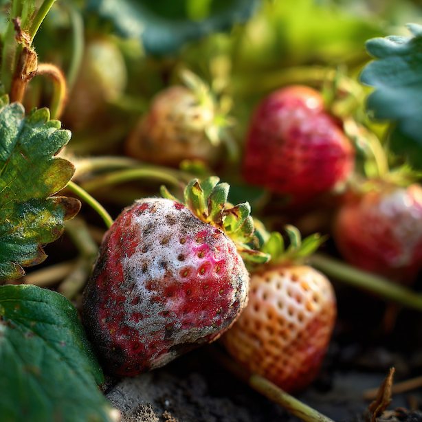Plíseň šedá na jahodníku – šedý povlak, hniloba plodů a zasychání květů