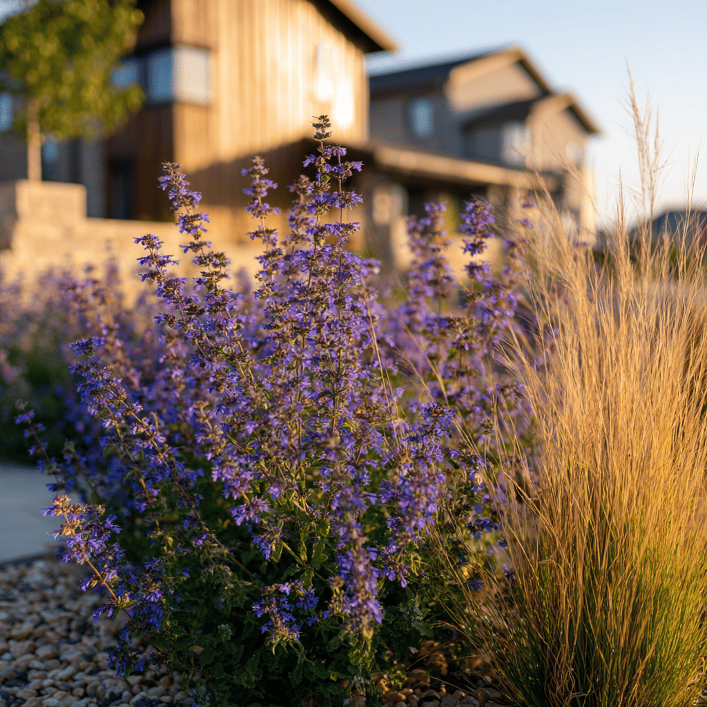 Nepeta v moderní zahradě – štěrkové výsadby a minimalistické kompozice