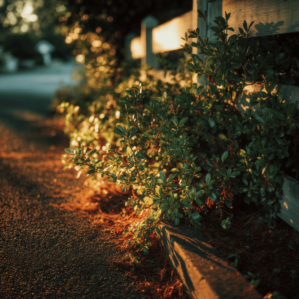 Nízké dřeviny podél vjezdu – když je asfalt hned vedle