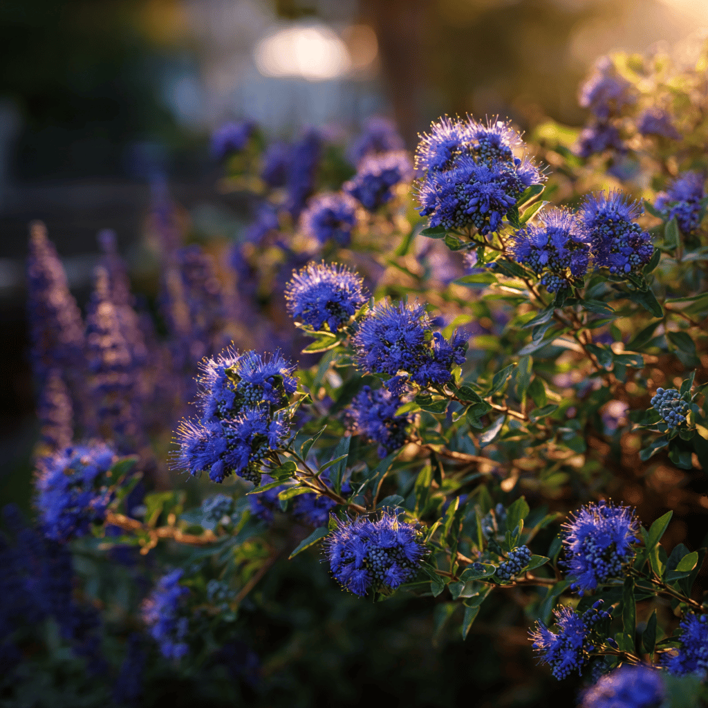 Ořechoplodec (Caryopteris) v zahradní architektuře