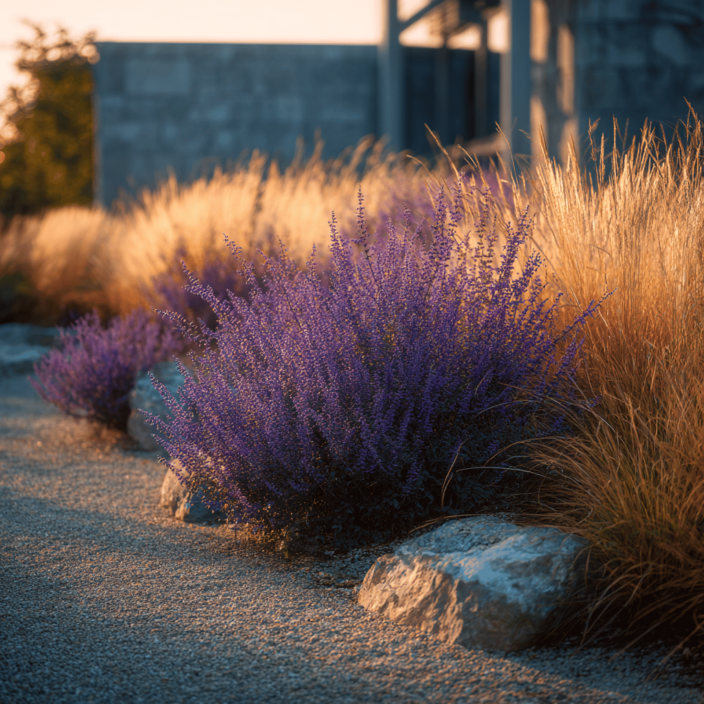 Využití perovskie (Perovskia) v zahradní architektuře – vzdušné záhony a kombinace