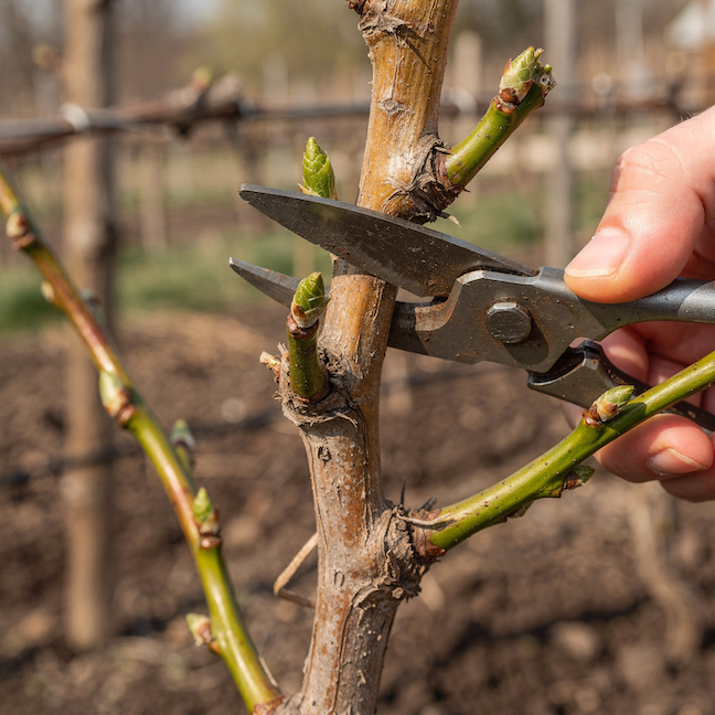 Řez mladé vinné révy (Vitis vinifera) – výchovný řez v prvních letech pěstování
