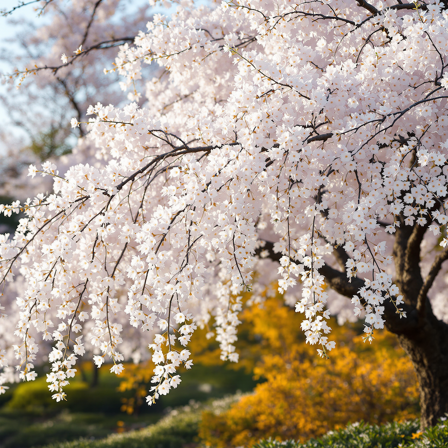 Sakura Snow Fountains – bílý vodopád květů pro jaro i strukturu výsadby