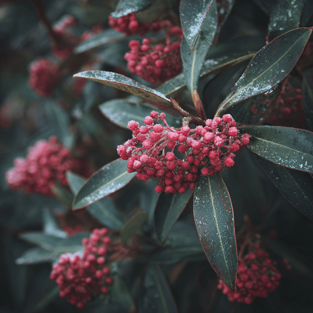 Rychlý průvodce celoroční péčí o skimii (Skimmia) – zálivka, výživa, řez a regenerace