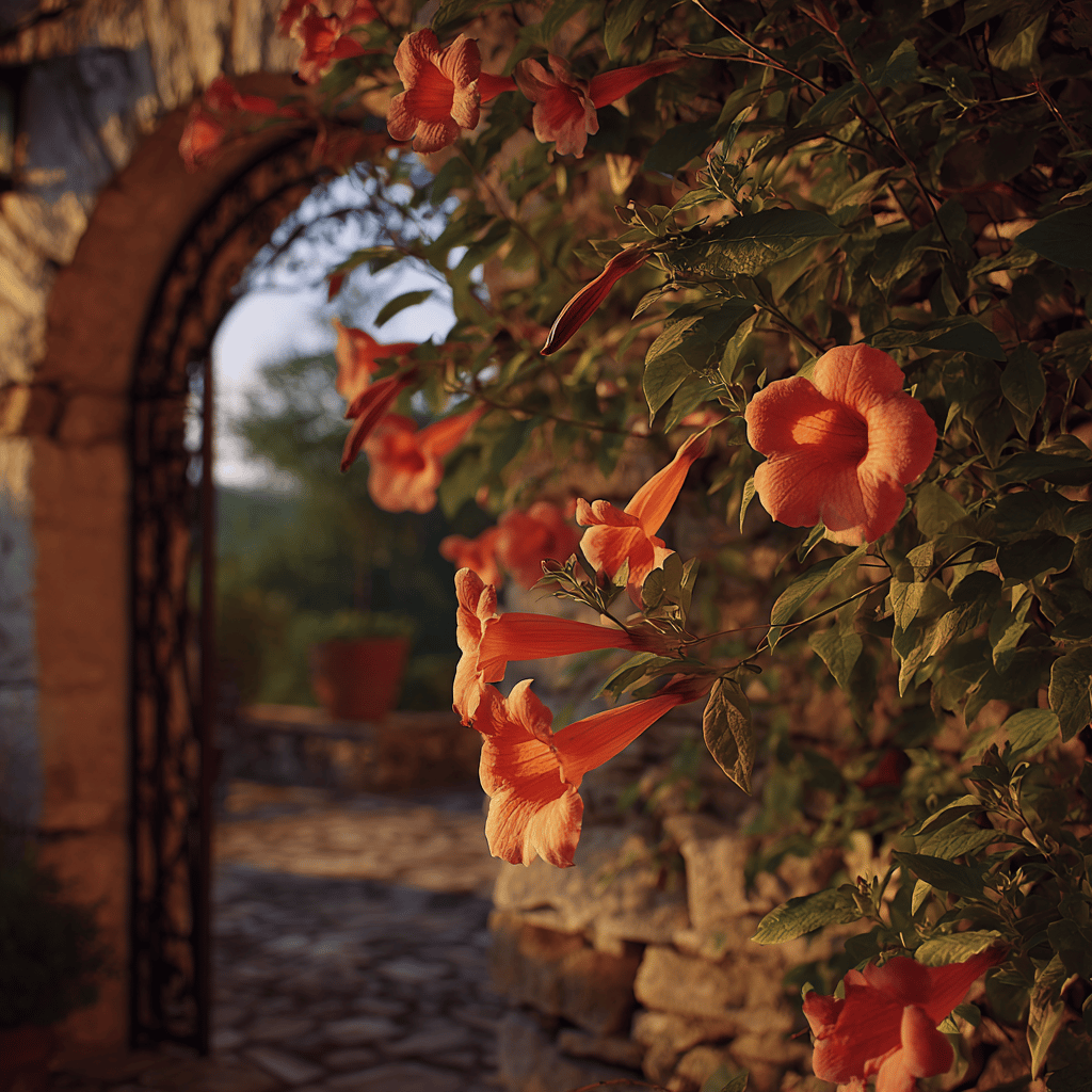 Využití trubače (Campsis) v zahradní architektuře – pergoly, ploty a fasády