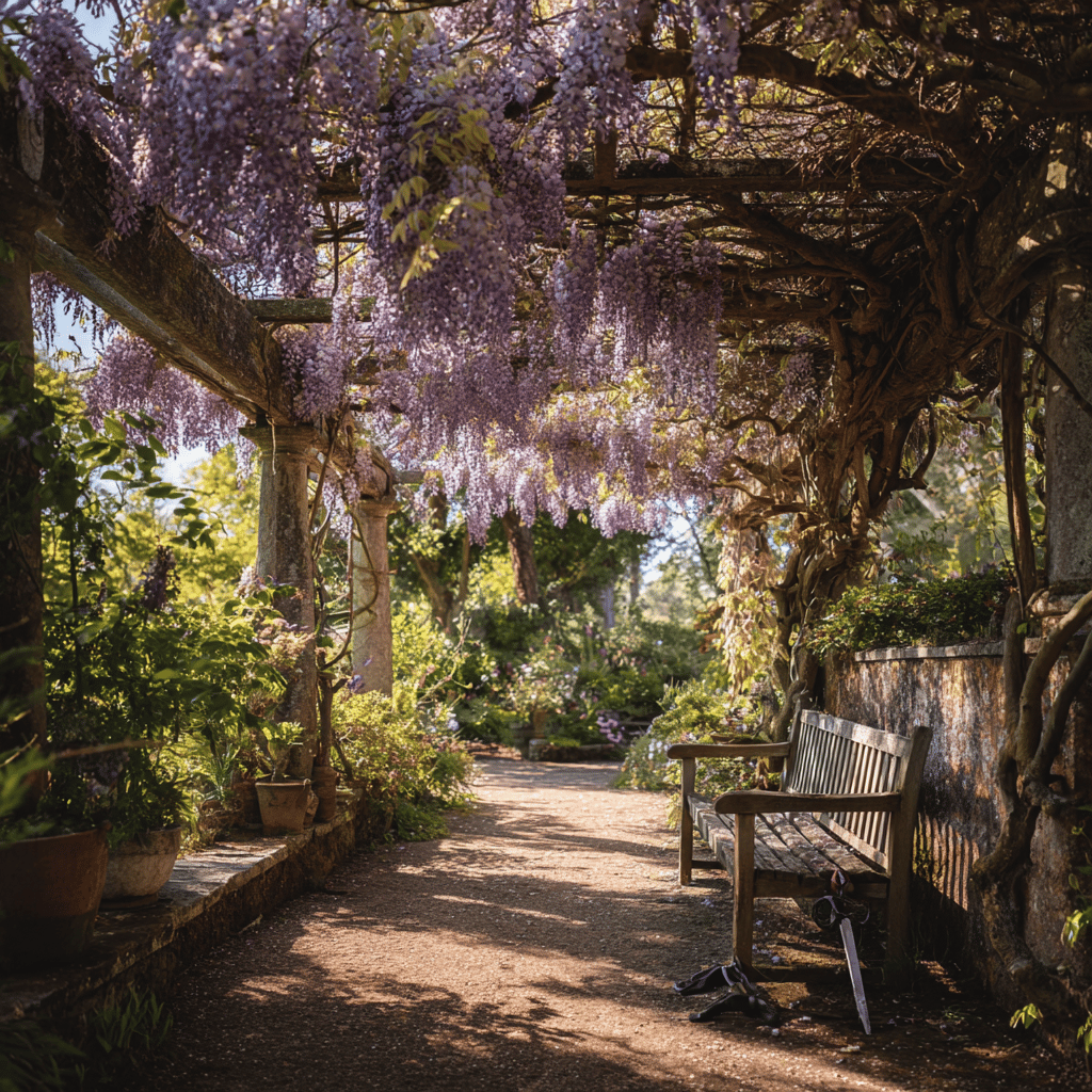 Využití vistárie (Wisteria) v zahradní architektuře – pergoly, altány a fasády