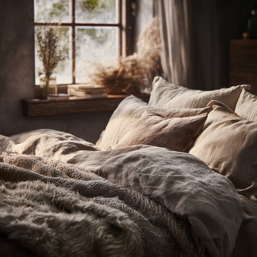 Jak kombinovat textilie v zimním interiéru: len, vlna a fleece v harmonii