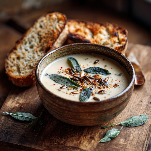 Zimní krémová polévka z kořenové zeleniny – jednoduchá, levná a s vůní šalvěje