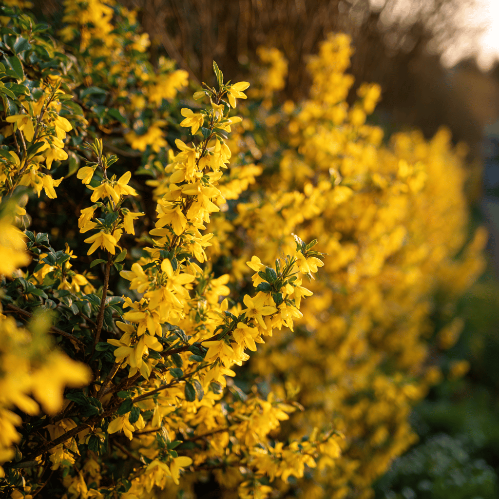 Využití zlatice (Forsythia) v zahradní architektuře – živé ploty, skupiny i solitéry