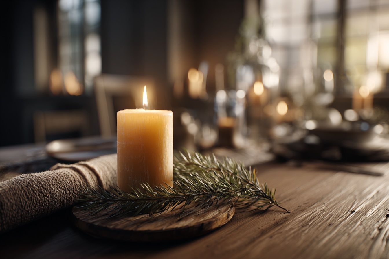 adventni-svicka-na-stole-teple-svetlo-prirodni-vyzdoba