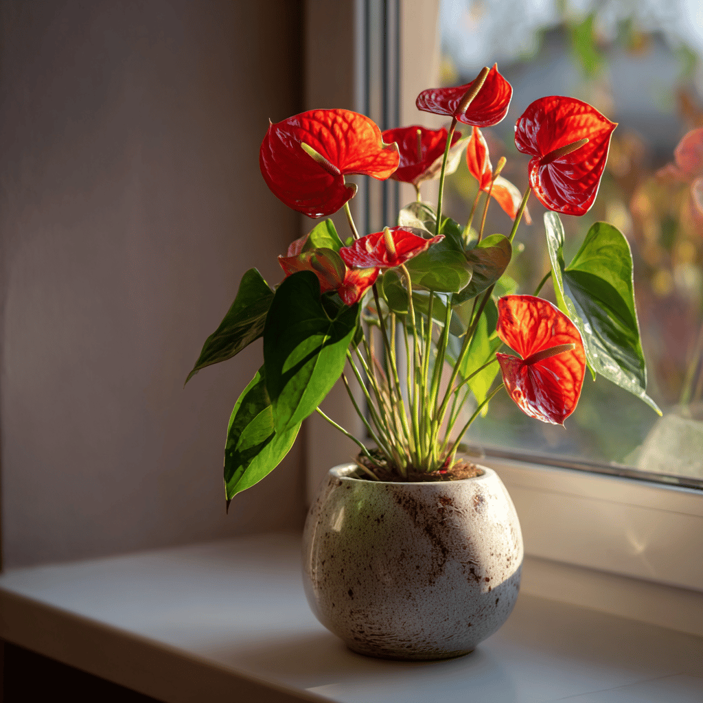 anthurie-cervena-v-keramickem-kvetinaci-na-parapetu-ve-slunecnim-interieru