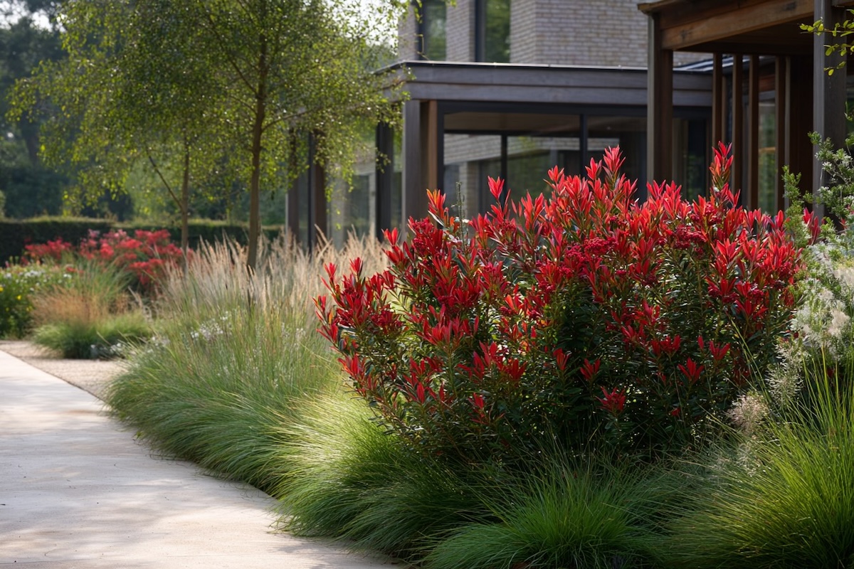 blyskavka-photinia-red-robin-ker-s-cervenymi-mladymi-listy-v-modernim-zahonu-u-rodinneho-domu