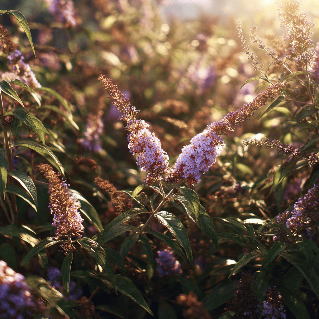buddleja-komule-fialove-kvety-v-zahrade-na-zapadnim-slunci