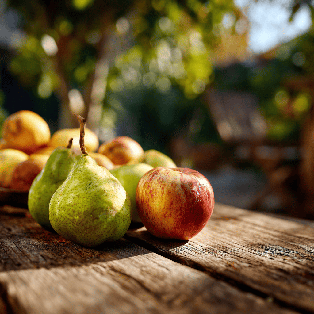 cerstva-jablka-a-hrusky-na-drevenem-stole-v-podzimnim-svete