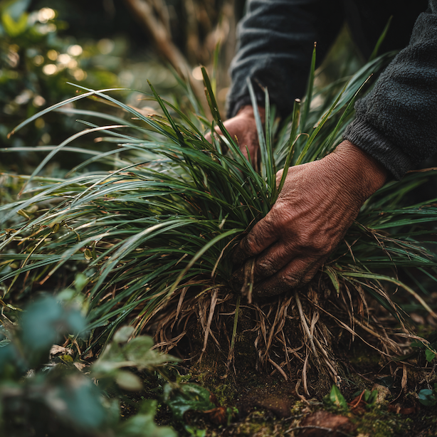 deleni-trsu-ostrice-carex-rucni-omlazeni-jarni-zasah