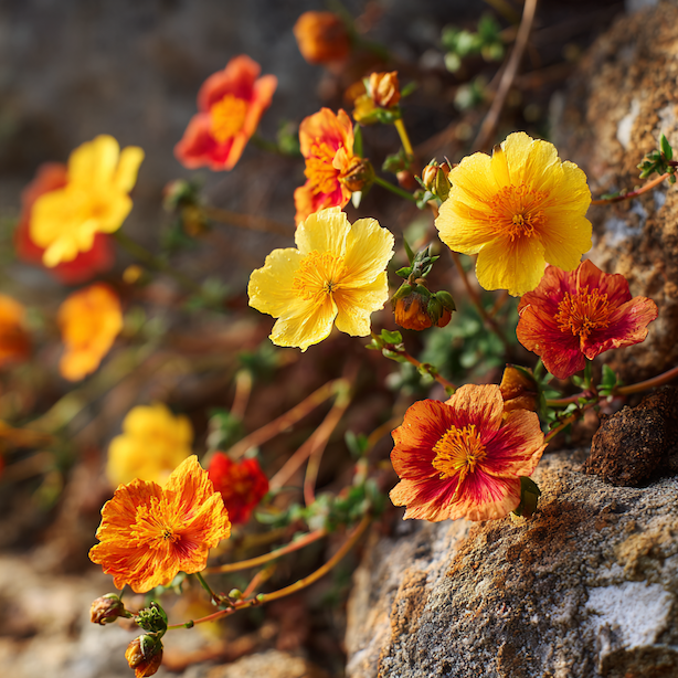 devaternik-helianthemum-kultivary-zlute-oranzove-a-cervene-kvety-ve-skalce