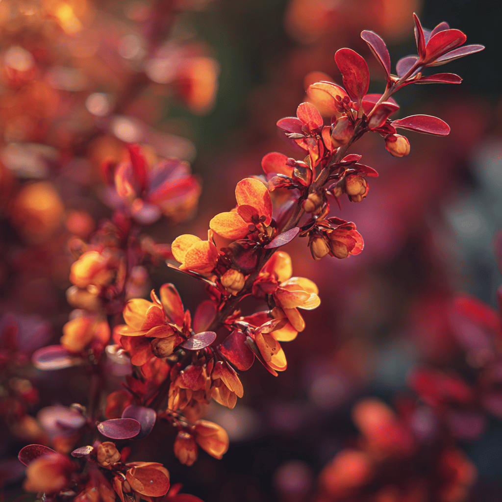dristal-berberis-vybarvene-vyhony-s-oranzovymi-listy-v-zahonu
