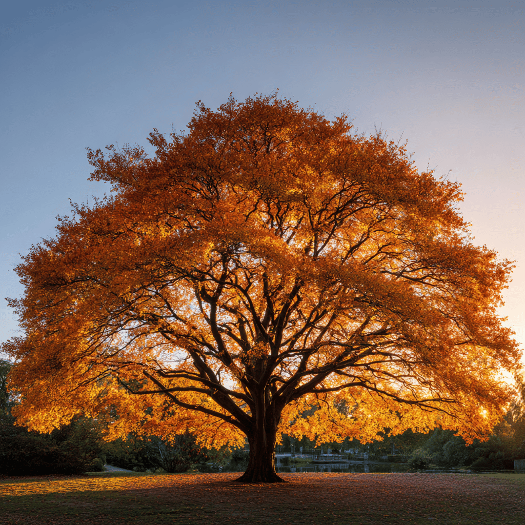 fagus-sylvatica-v-plne-korune-na-podzim-v-zahrade