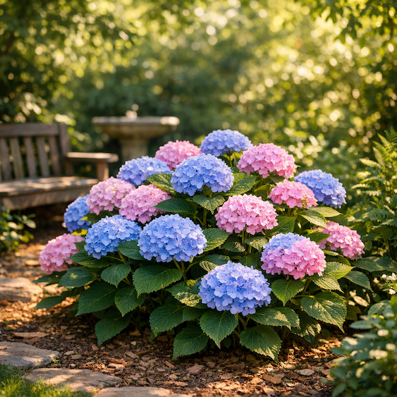 hortenzie-endless-summer-hydrangea-macrophylla-endless-summer-modre-a-ruzove-kulovite-kvety-v-zahrade