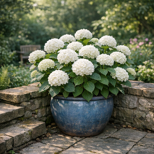 hortenzie-schneeball-hydrangea-macrophylla-schneeball-bile-kulovite-kvetenstvi-v-nadobe-na-terase