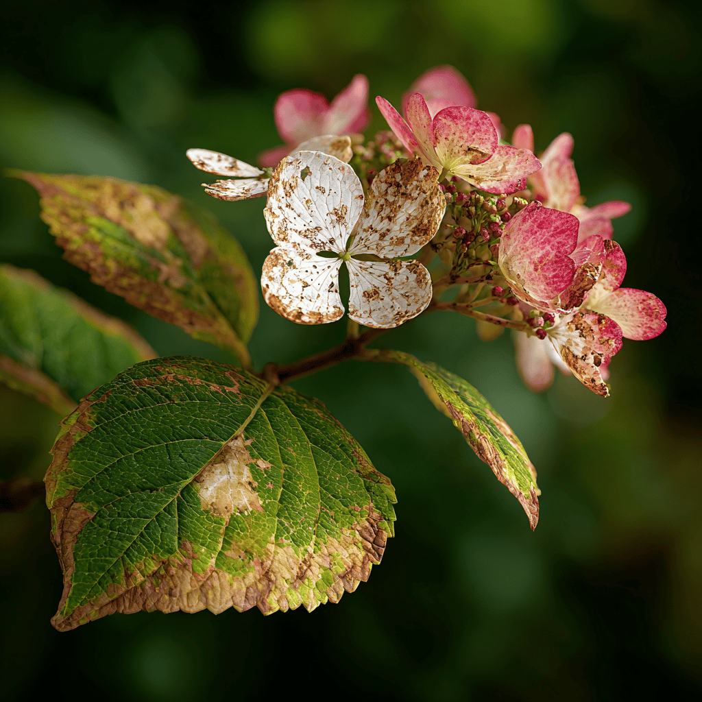 hortenzie-velkolista-hydrangea-macrophylla-listy-a-kvety-se-skvrnitosti-a-poskozenim