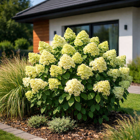 hydrangea-paniculata-little-lime-kompaktni-ker-s-limetkove-zelenymi-kvetenstvi-v-zahrade