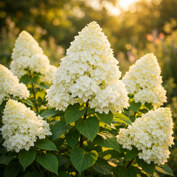 hydrangea-paniculata-polar-bear-velke-bile-kuzelovite-kvetenstvi-na-keri-ve-slunne-zahrade