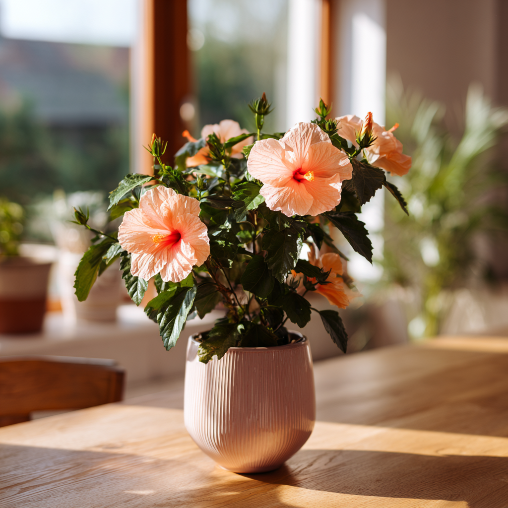 ibisek-cinsky-hibiscus-rosa-sinensis-ruzove-kvety-v-keramickem-kvetinaci-na-drevenem-stole-u-okna