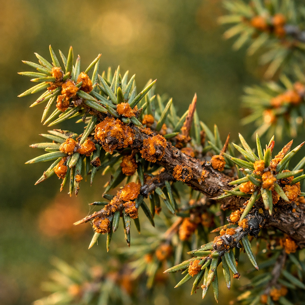 jalovec-juniperus-napadeni-houbovou-chorobou-oranzove-vyrustky-na-vetvi