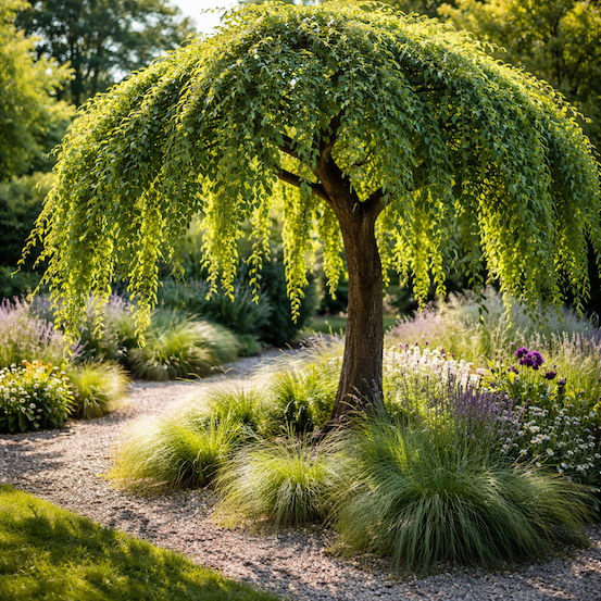 jilm-ulmus-previsly-kultivar-v-moderni-zahrade-s-okrasnymi-travami-a-trvalkami