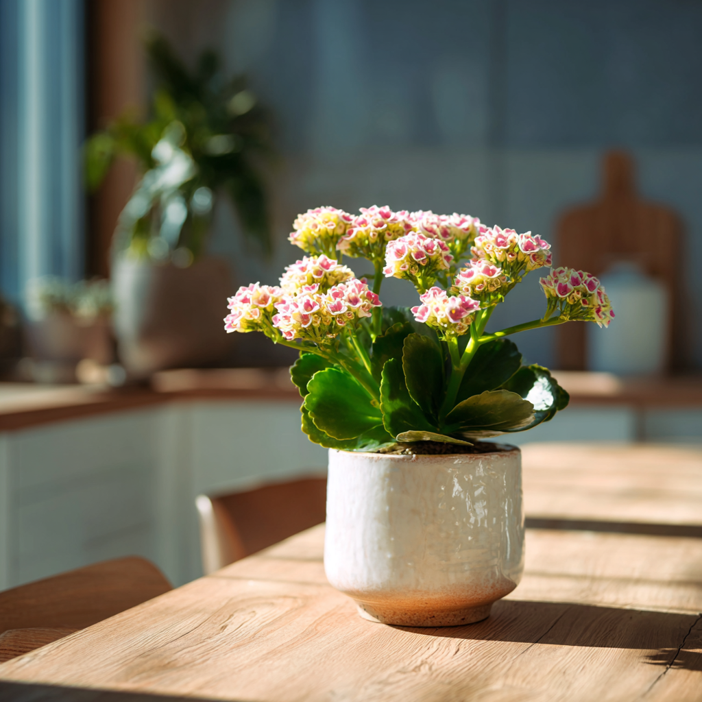 kalanchoe-kvetouci-v-keramickem-kvetinaci-na-drevenem-stole-ve-svetlem-interieru