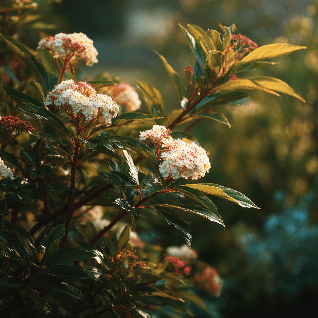kalina-viburnum-kvetouci-ker-s-lesklymi-listy-v-zahrade