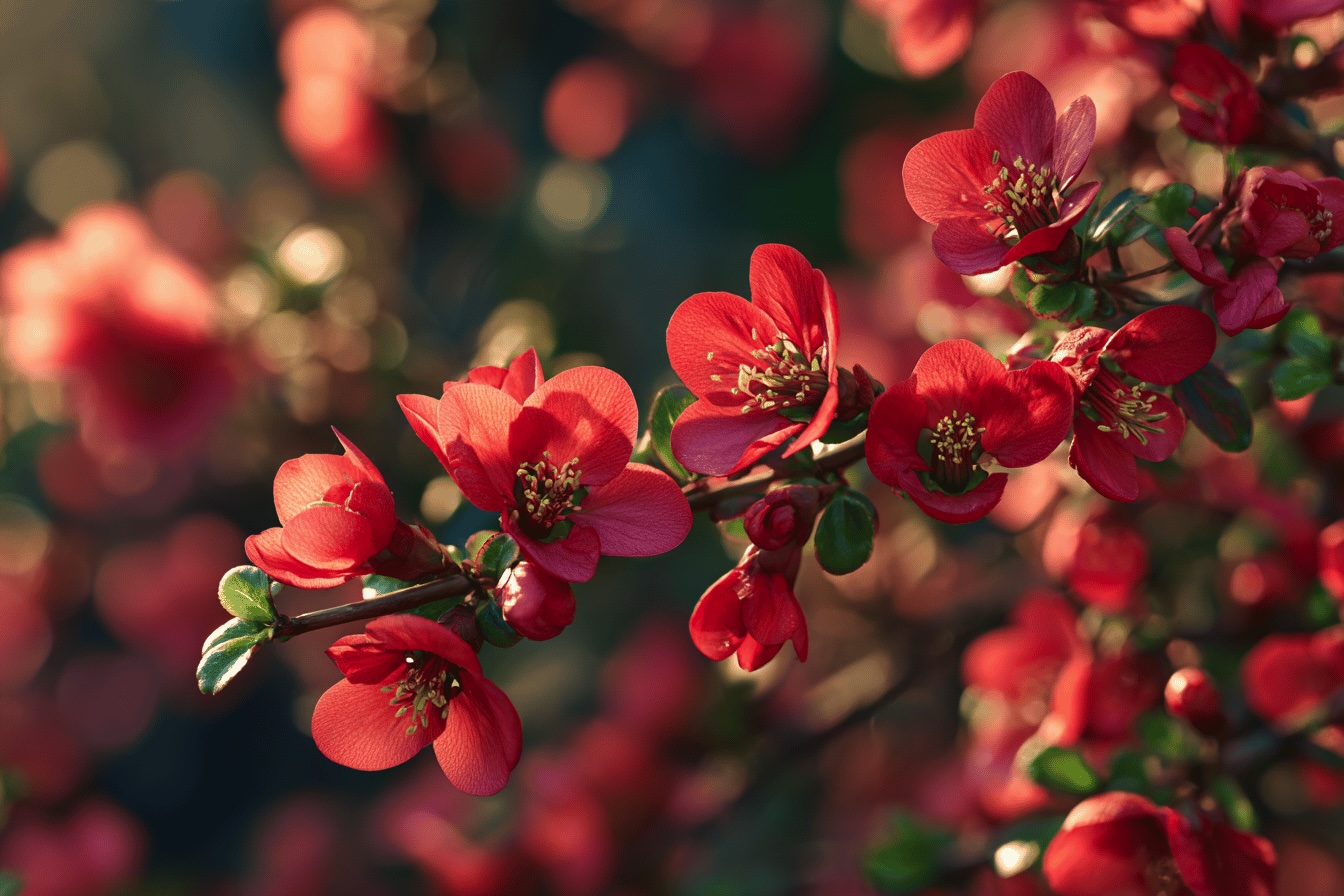 kdoulovec-chaenomeles-cervene-kvety-v-jarnim-slunci