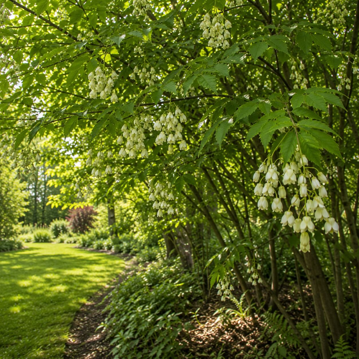 klokoc-staphylea-pinnata-previsla-kvetenstvi-pod-olistene-korunou