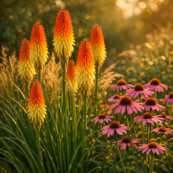 kniphofia-uvaria-kleopatrina-jehla-kombinace-s-trapatkou-echinacea-v-letnim-zahonu