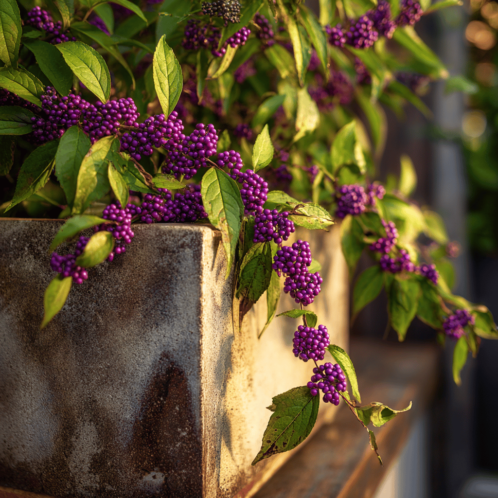 krasnoplodka-callicarpa-previsle-vyhonky-v-kameninovem-kvetinaci-fialove-bobule