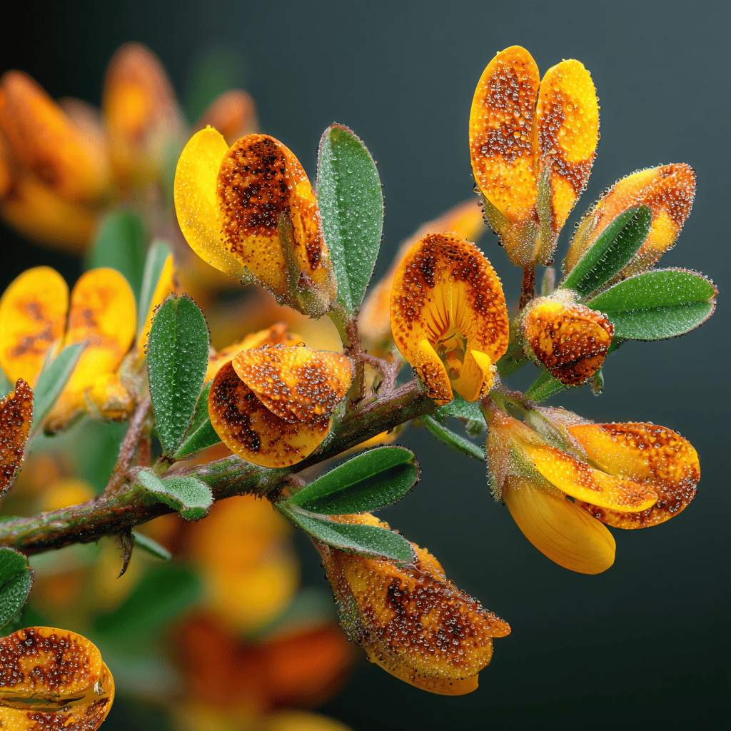 krucinka-genista-napadeni-rzi-na-kvetech-a-vyhonech-detail