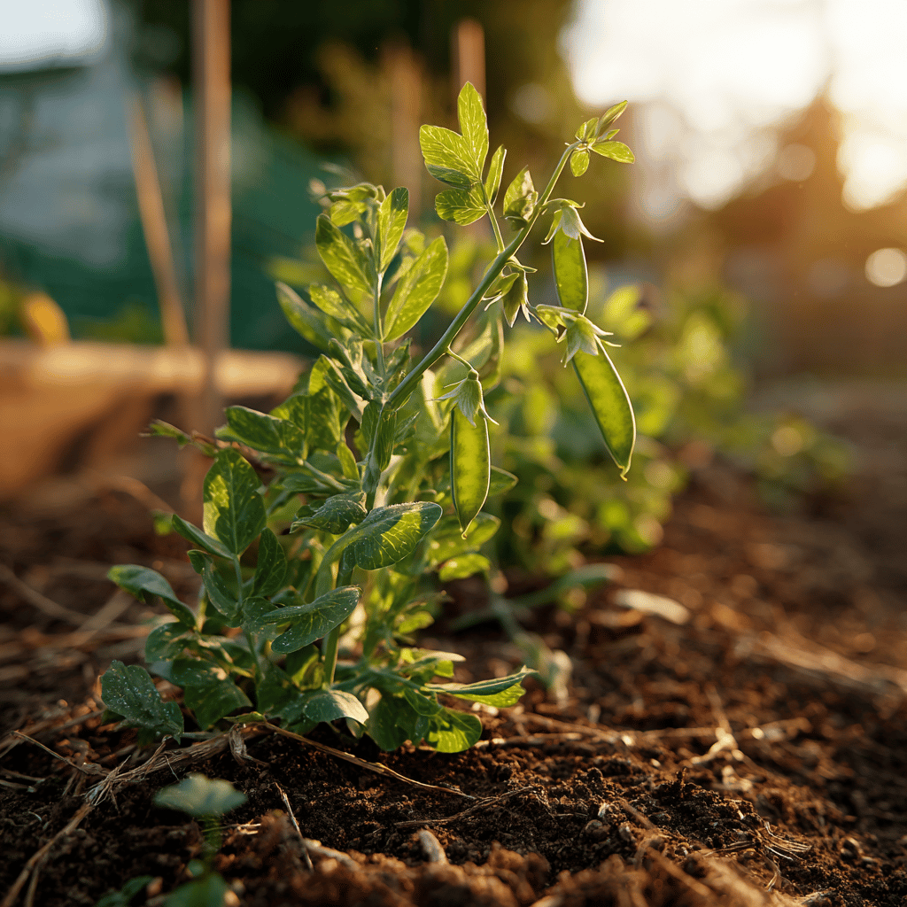mlada-rostlina-hrasku-s-nasadou-lusku-na-slunecnim-zahonu