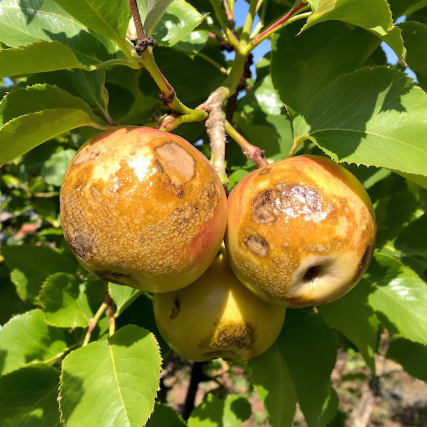 moniliova-hniloba-jablek--vodnate-hnede-skvrny-a-zacatek-belave-sporulace