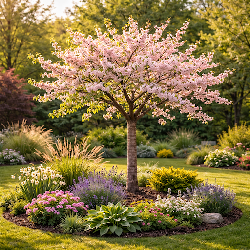 okrasna-tresen-prunus-v-prirodni-kompozici-podrost-trvalky-a-okrasne-travy