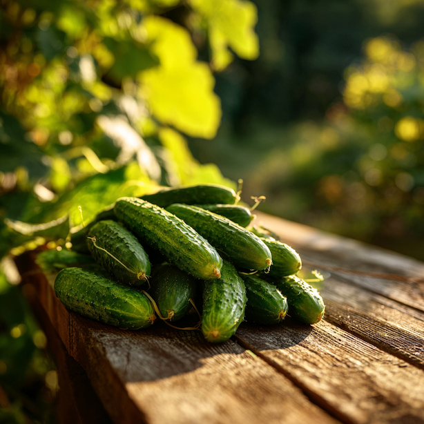 okurka-bush-champion-f1-salatova-kratke-rovne-plody-20-cm-pro-nadoby-na-drevenem-stole