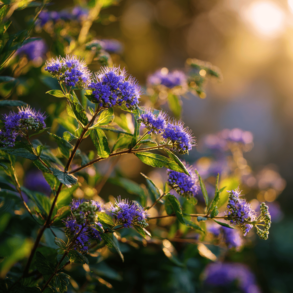 orechoplodec-caryopteris-modre-kvety-v-zapadu-slunce